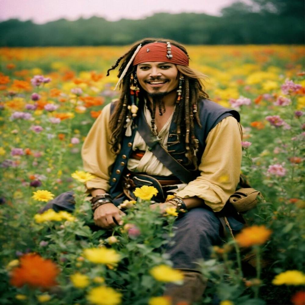 Happy Jack Sparrow In A. Beautiful Field Of. Flowers (1) (1)