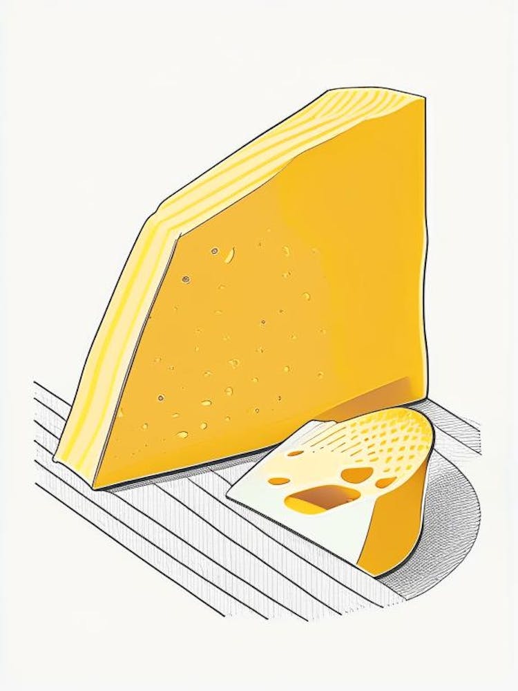 Gruyere Cheese Dairy Food Minimal Line Drawing 2
