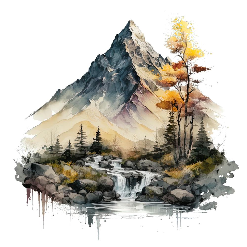 Watercolor Mountain Landscape 3