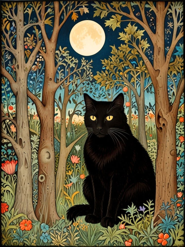 William Morris Black Cat In The Forest 22