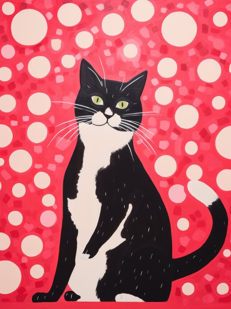 Cat On A Red Background 1