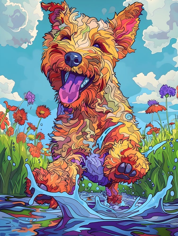 Dog Running In The Water
