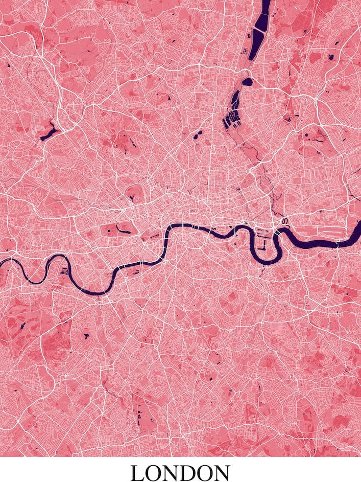 London Pink Purple Map