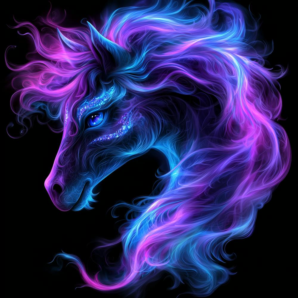 Purple And Blue Horse