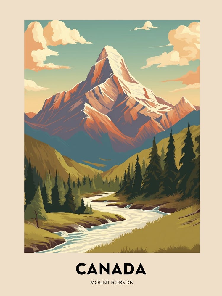 Mount Robson Provincial Park Canada 1 Vintage Hiking Travel Poster