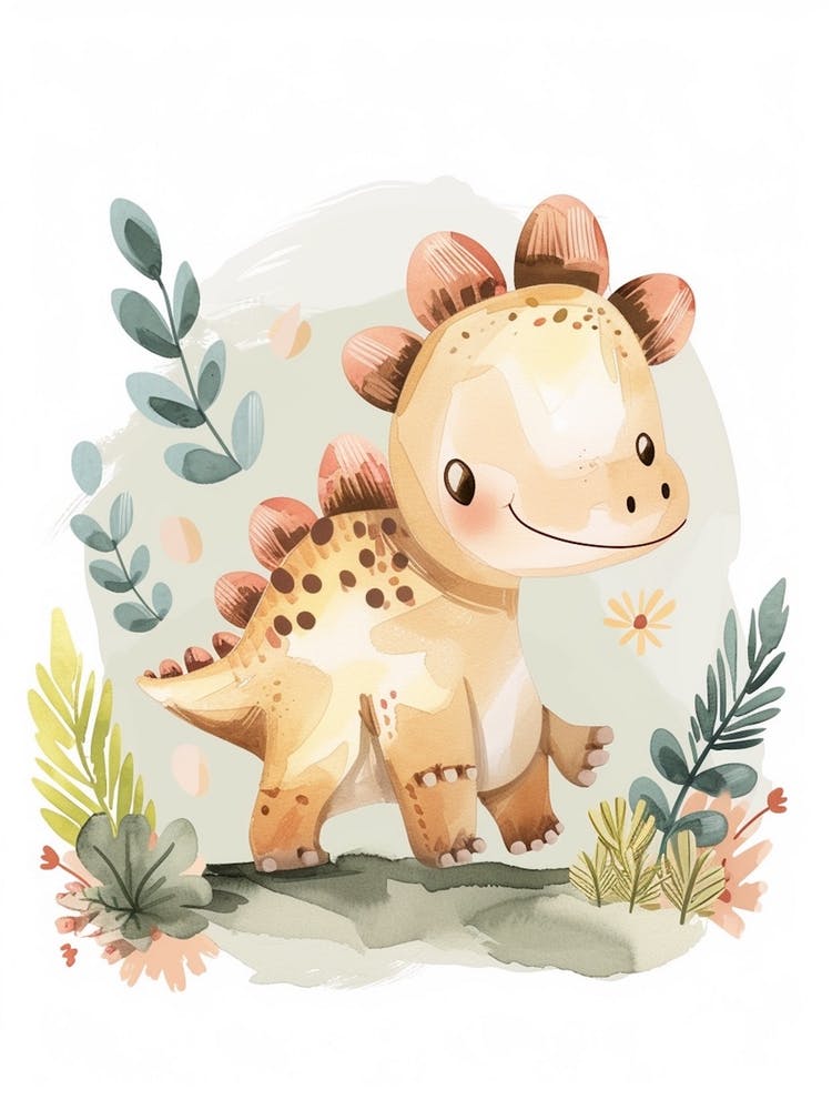 Cute Ankylosaurus Dinosaur Watercolour 3
