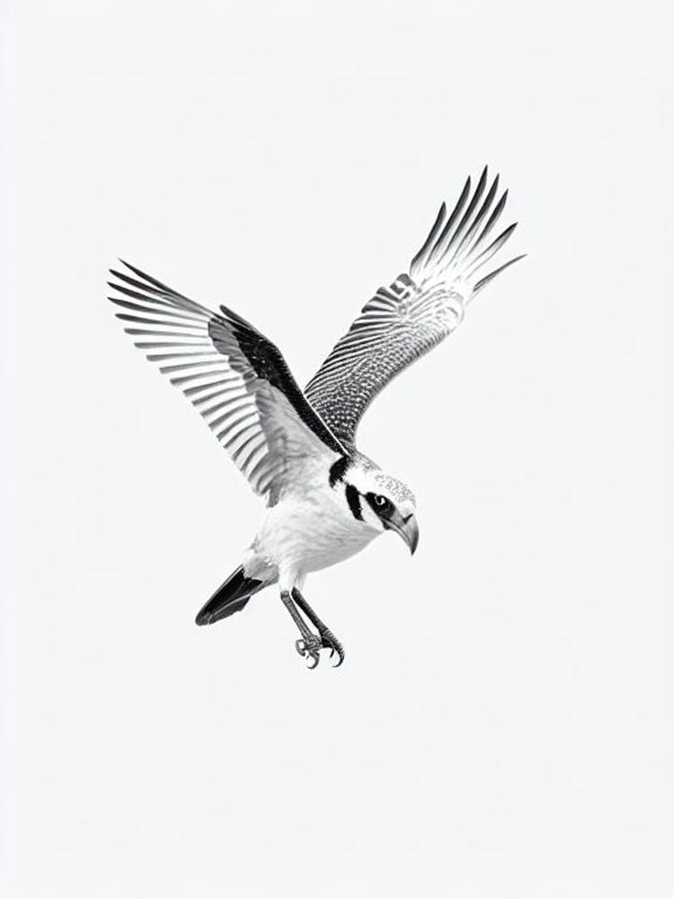 Crested Caracara B&W Pencil Drawing 1 Bird