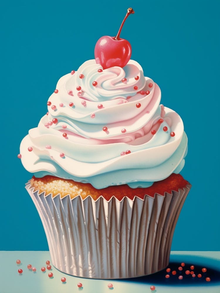 Cupcake With Sprinkles Vintage Cookbook Style 4