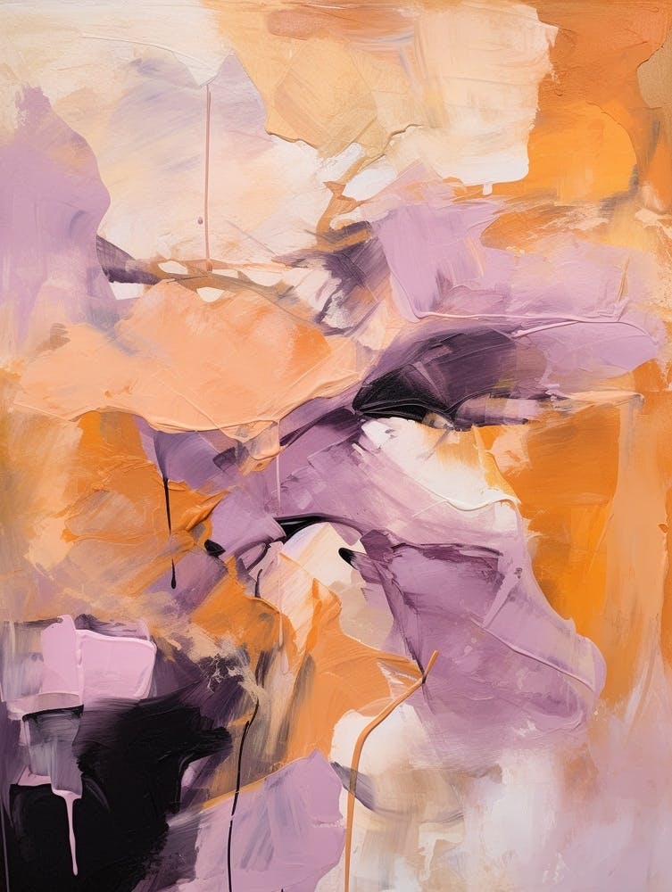 Lilac And Orange Autumn Abstract Painting 6