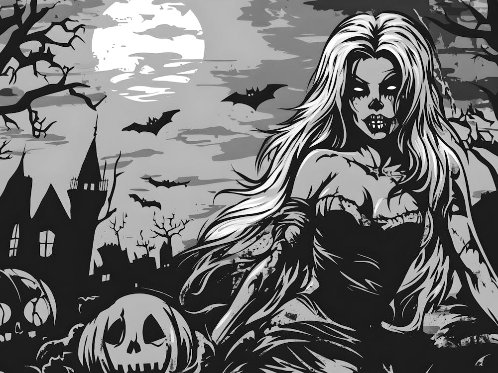 Halloween Girl With Pumpkins