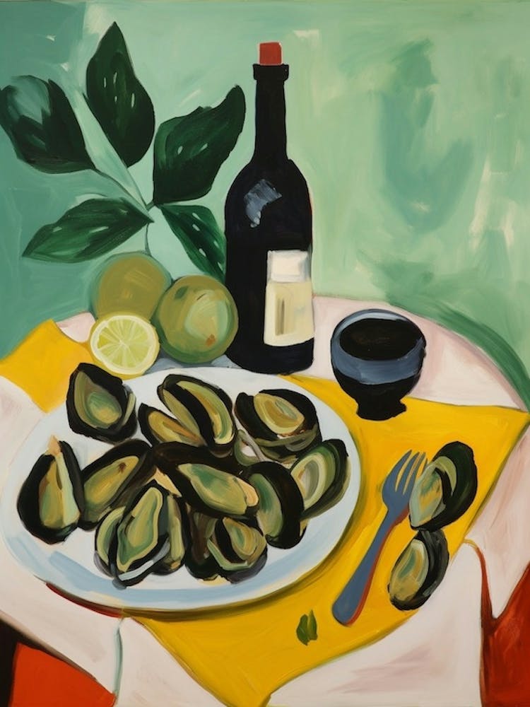 Mussels 2 Italian Still Life Painting