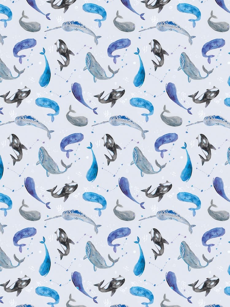 Watercolour Whale Pattern