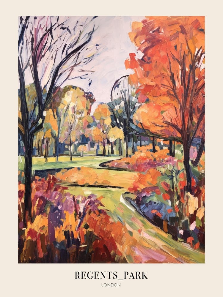 Autumn City Park Painting Regents Park London 2 Poster