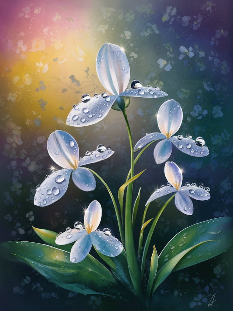 White Flowers With Raindrops