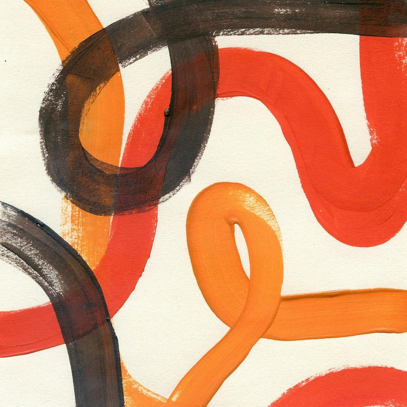 Abstract Painting with Orange Lines