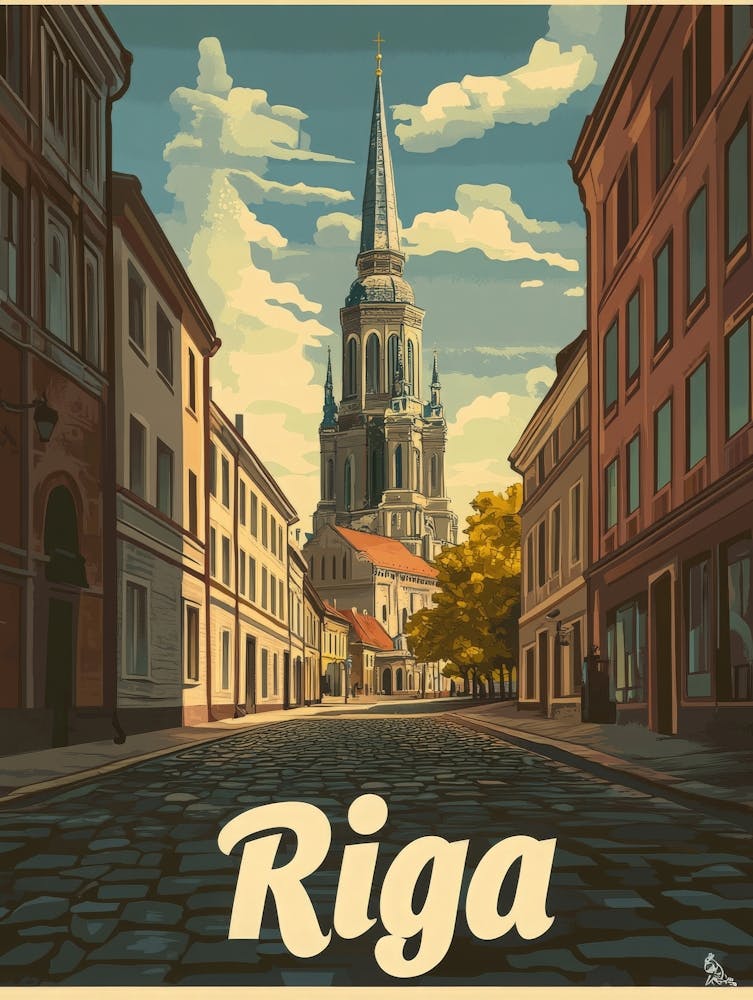 Aihrgdesign A Classic 1960s Travel Poster For Riga 1 Art Print by ...
