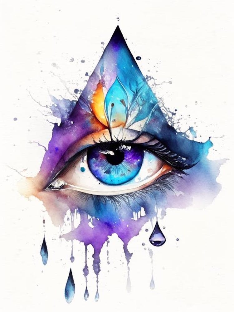 Psychische Fähigkeiten, Symbol, Drittes Auge Aquarell 1