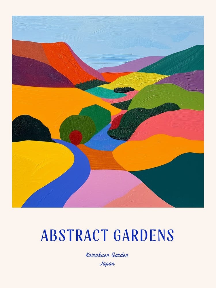 Colourful Gardens Kairakuen Japan 2 Blue Poster