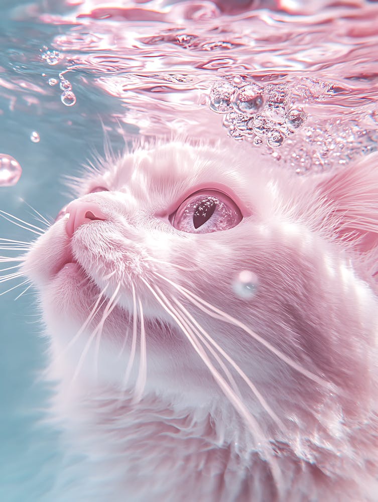 Pink Cat Underwater 1
