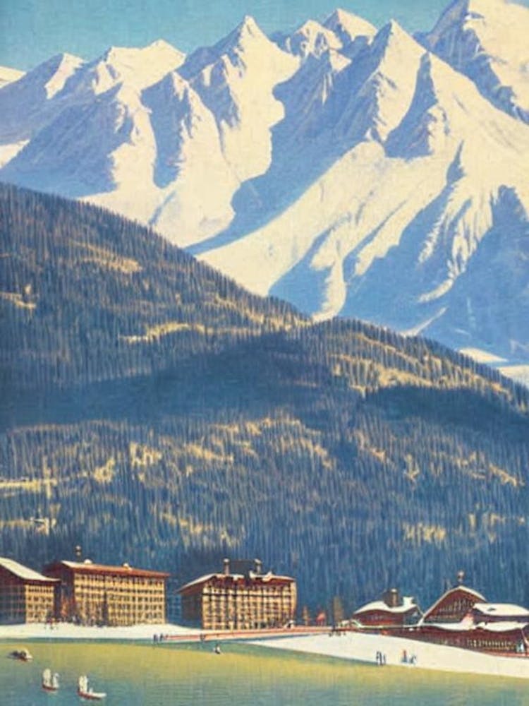 Kronplatz, Italy Ski Resort Vintage Landscape 3 Skiing Poster