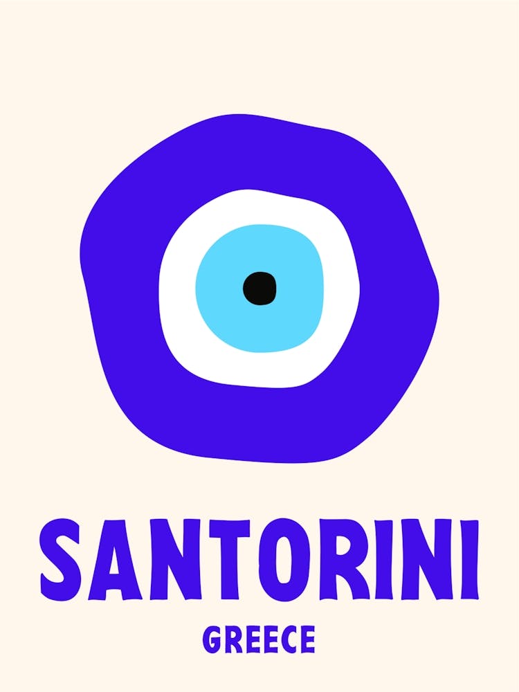 Santorini, Greece, Graphic Style Poster 2