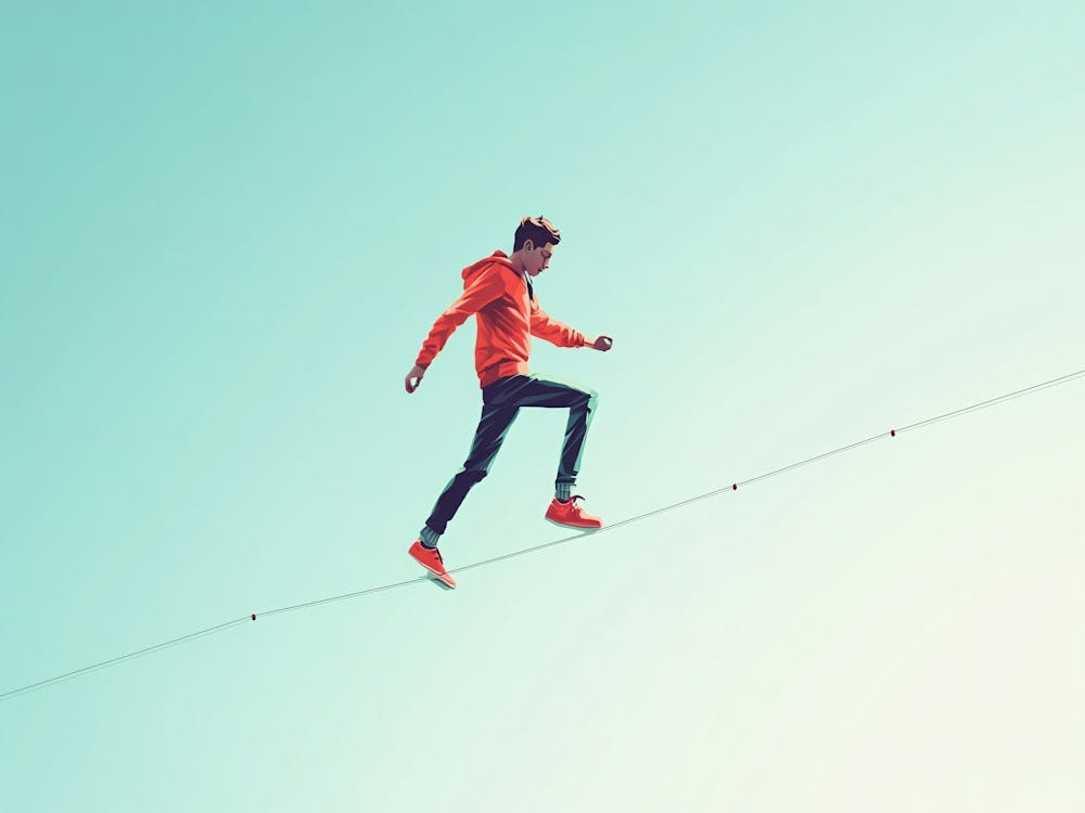 Man Walking On A Tightrope