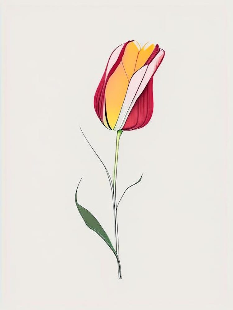 Tulip Floral Minimal Line Drawing 1 Flower