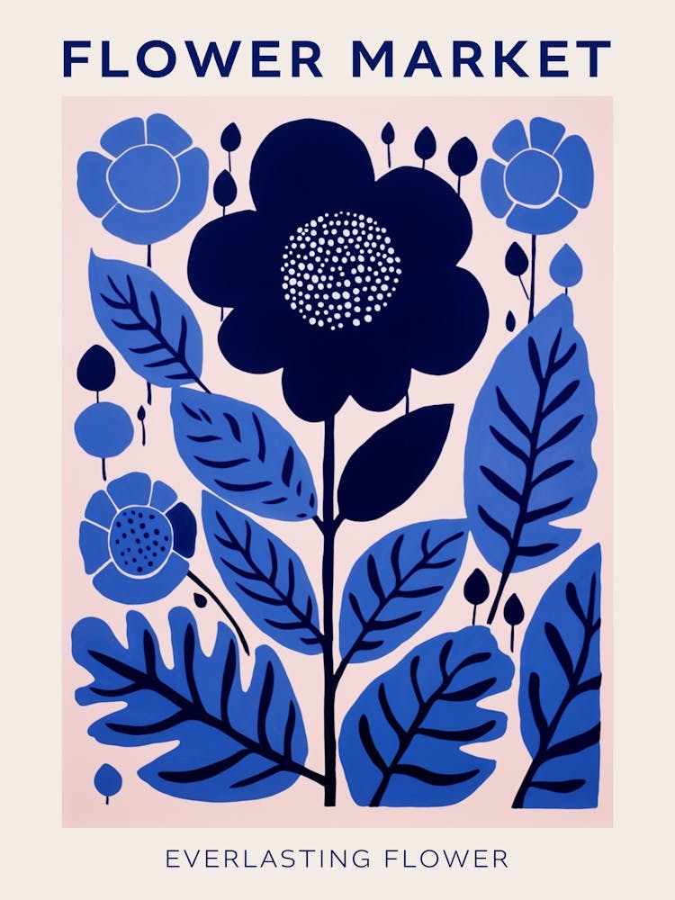 Blue Flower Market Poster Everlasting Flower Market Poster 1
