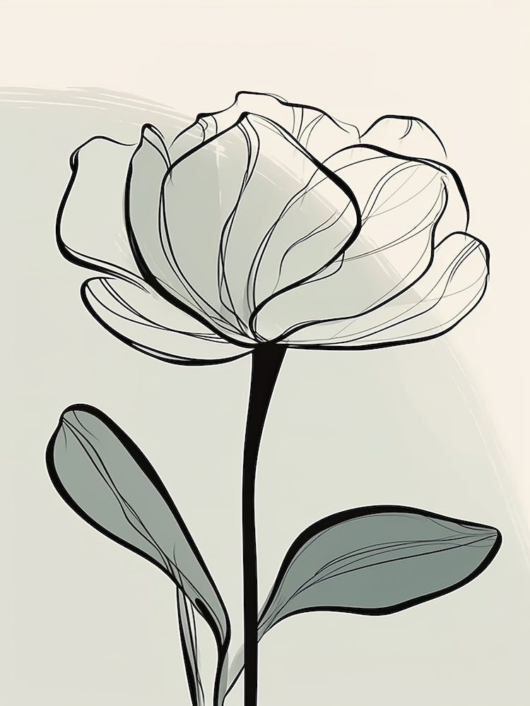 Line Art Tulips Flowers Illustration Neutral 2