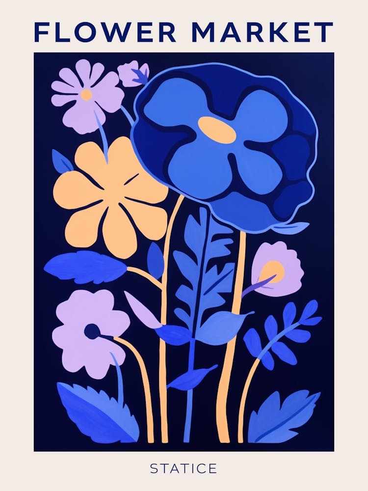 Blue Flower Market Poster Statice 1