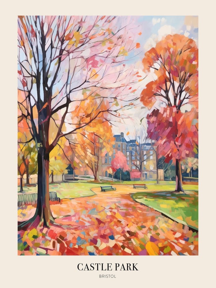 Autumn City Park Painting Castle Park Bristol 2 Poster