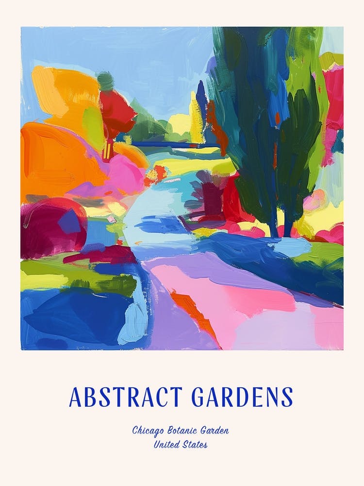 Colourful Gardens Chicago Botanic Garden Usa 1 Blue Poster