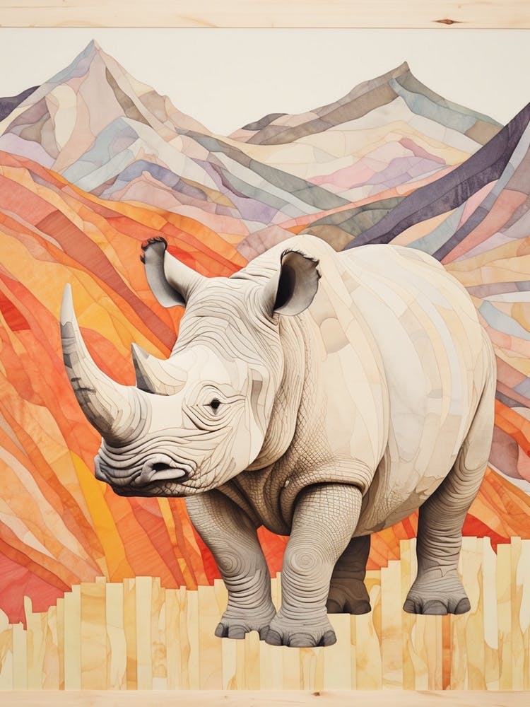 Patchwork Colourful Rhino 1