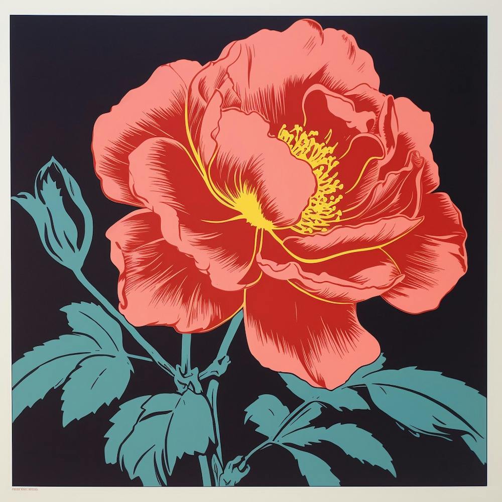 Peony 2 Pop Art Illustration Square