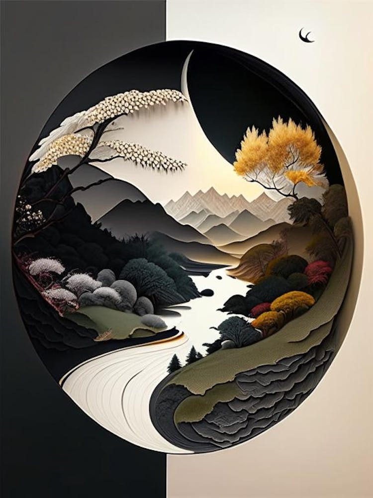Landscapes 8, Yin and Yang Illustration