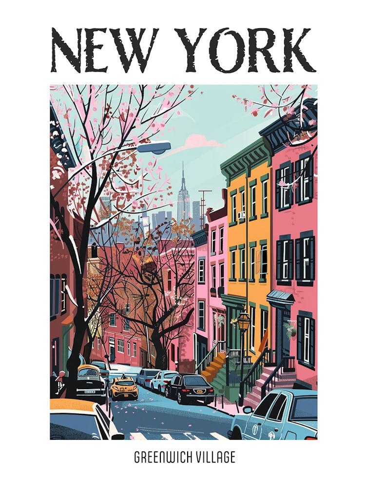 Greenwich Village New York Colourful Silkscreen Illustration 4 Poster