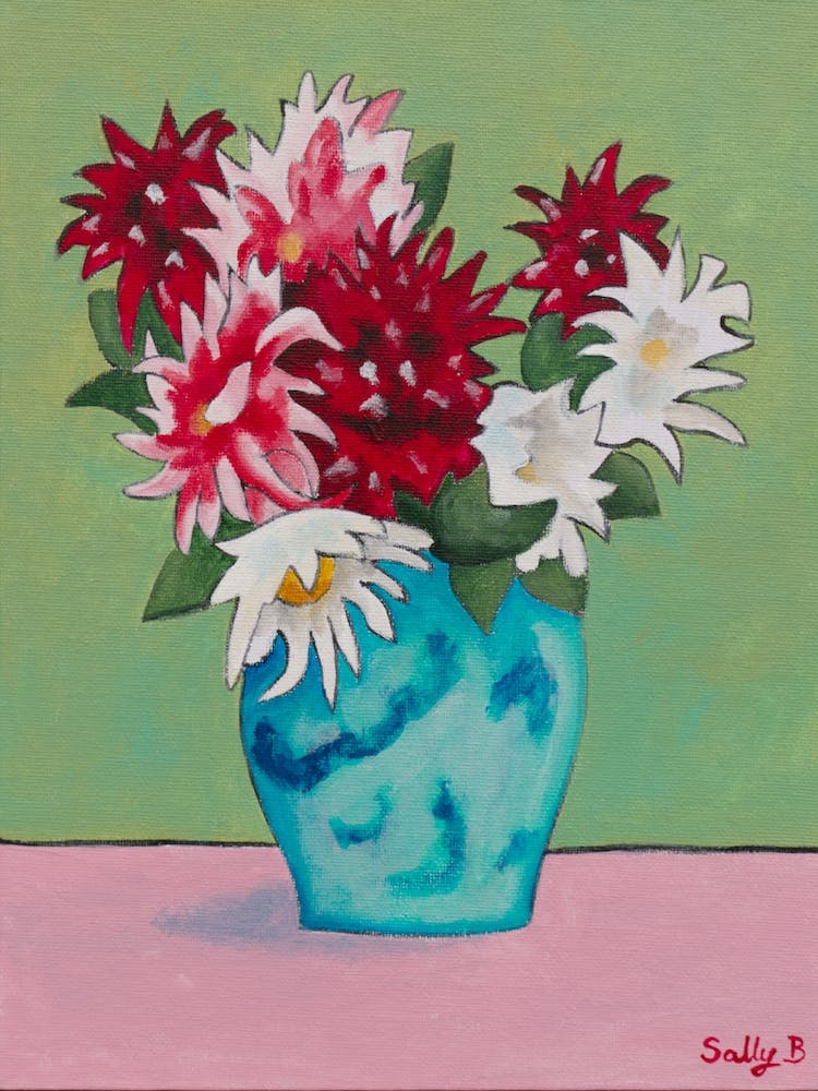 Red And White Flowers In Vase