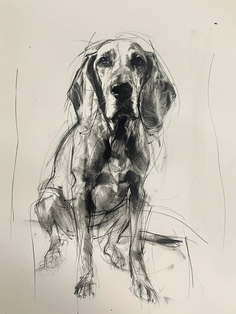 American English Hound Dog Charcoal Line 1