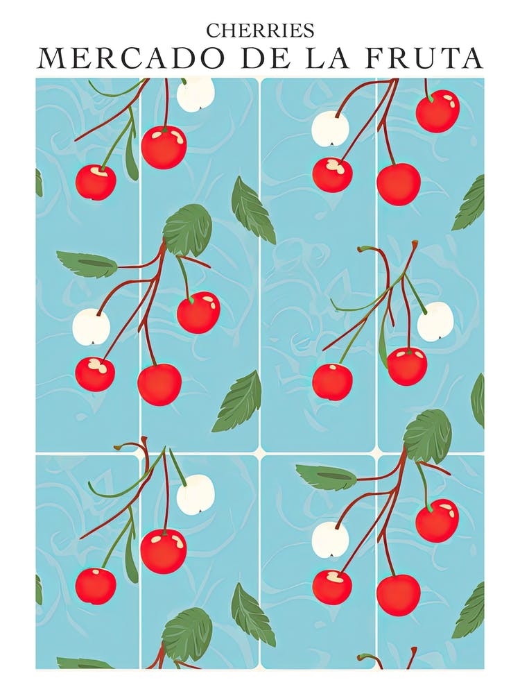 Mercado De La Fruta Cherries Illustration 3 Poster