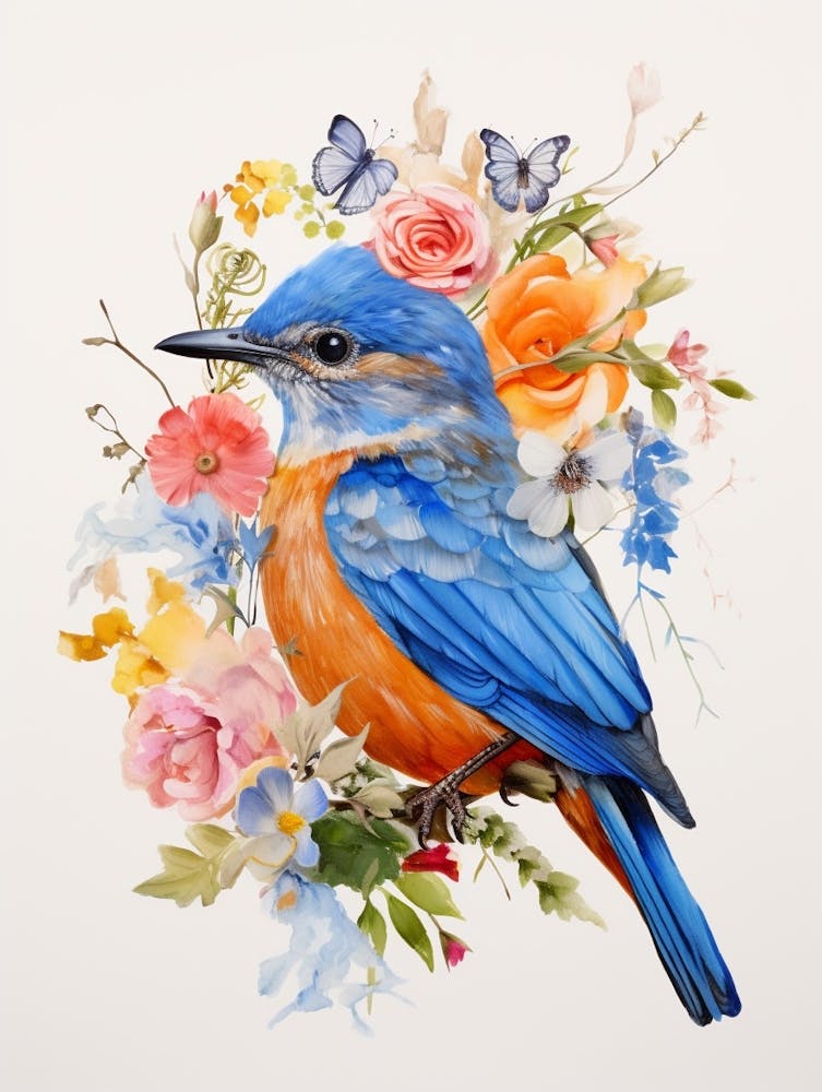 Bird With A Flower Crown Eastern Bluebird 1