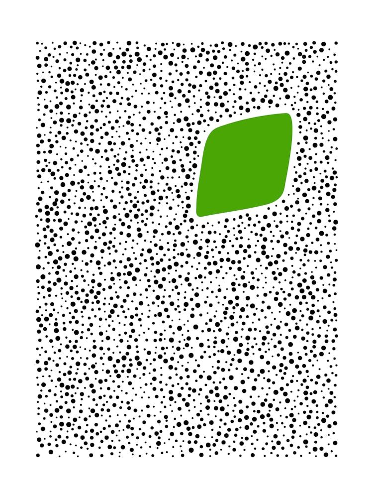Minimalist Dots with Green Abstract Shape