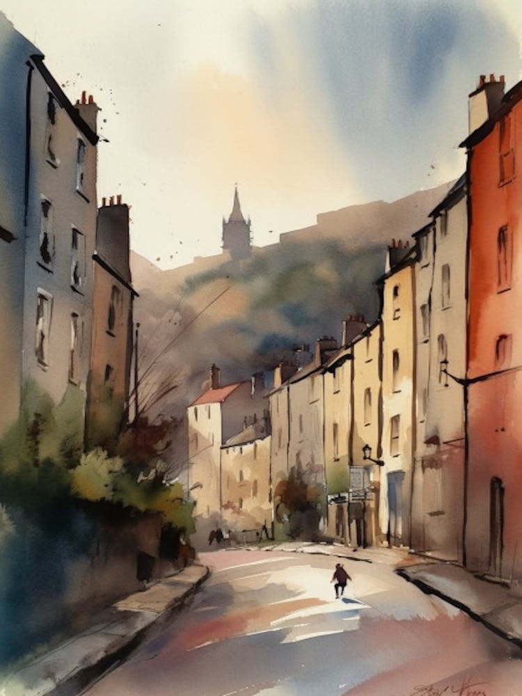 Painting Of Edinburgh Scotland In The Style Of Watercolour 2