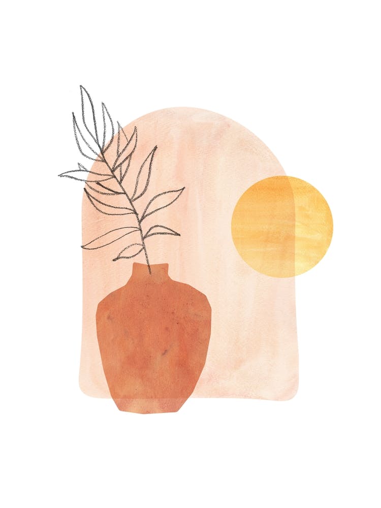 Abstract vase and plant