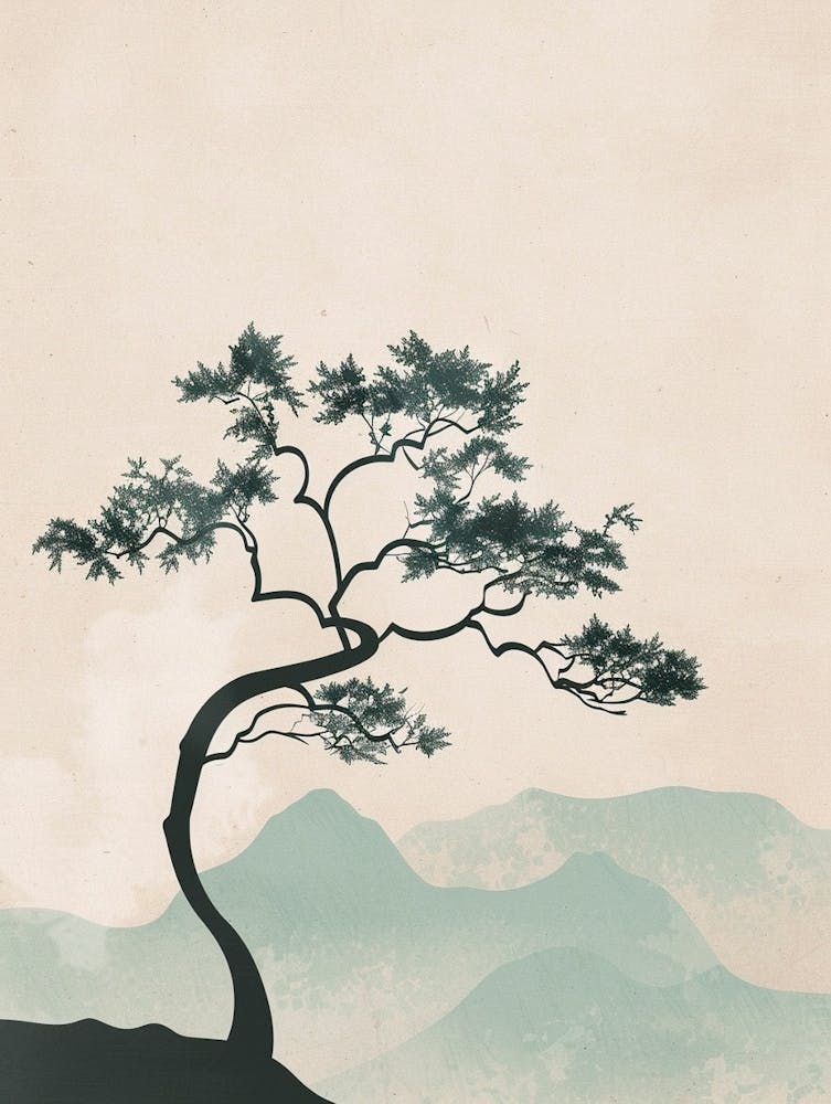 Hemlock Tree Minimal Japandi Illustration 1