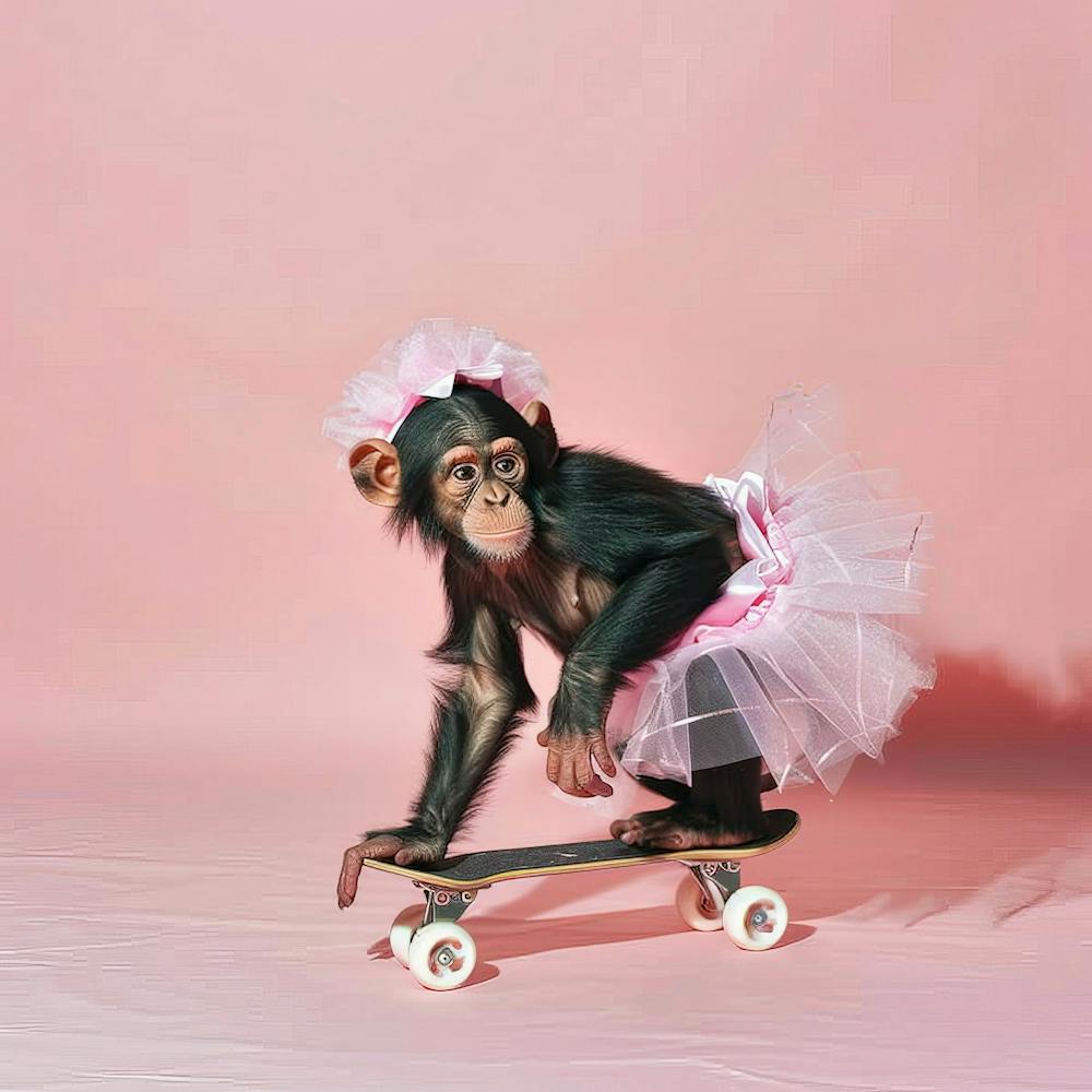 Chimpanzee On Skateboard