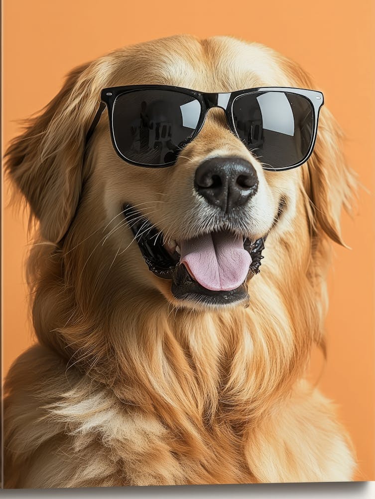 Golden Retriever Wearing Sunglasses.Generated AI.