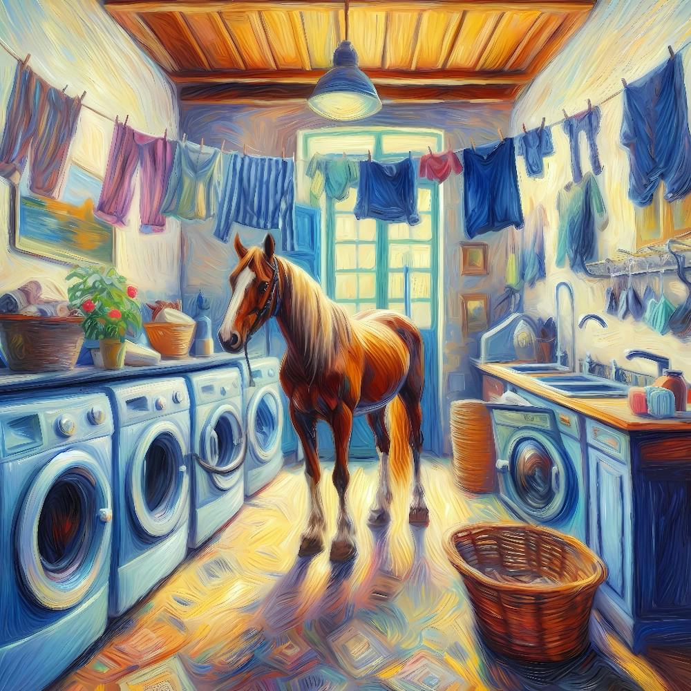 Horse In Laundry Room 1