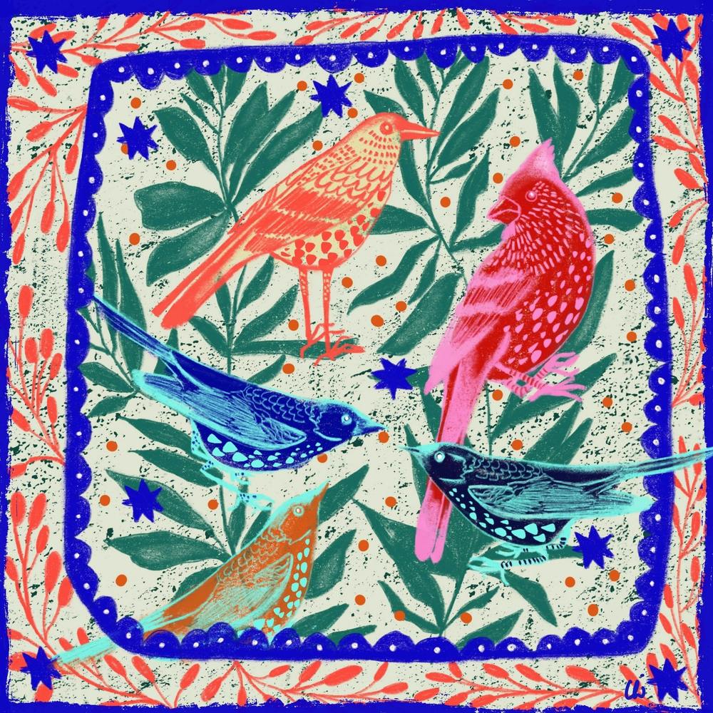 Birds And Leaves Square