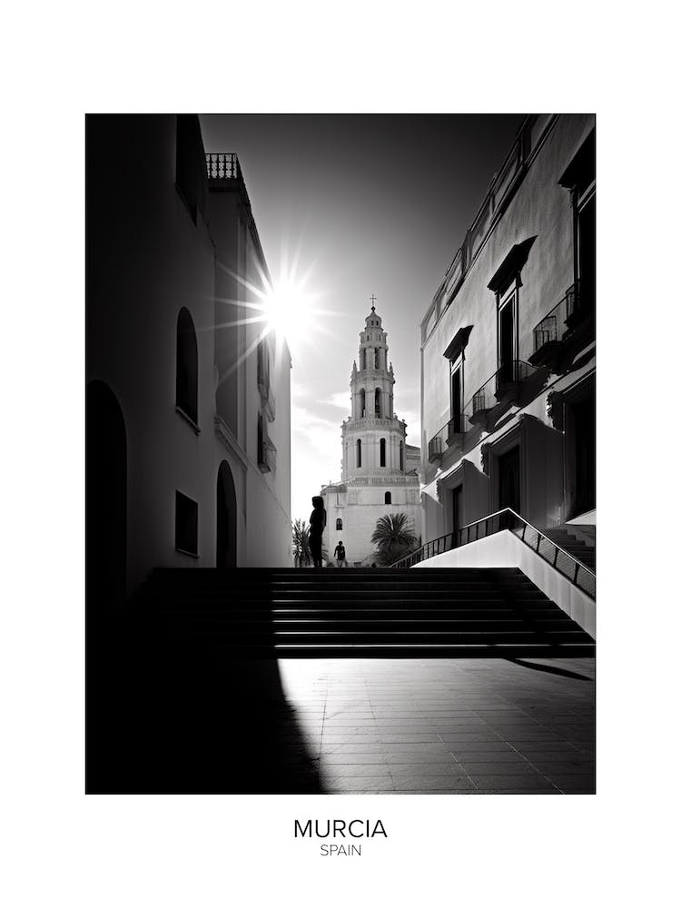 Poster Of Murcia, Spain, Black And White Analogue Photography 4