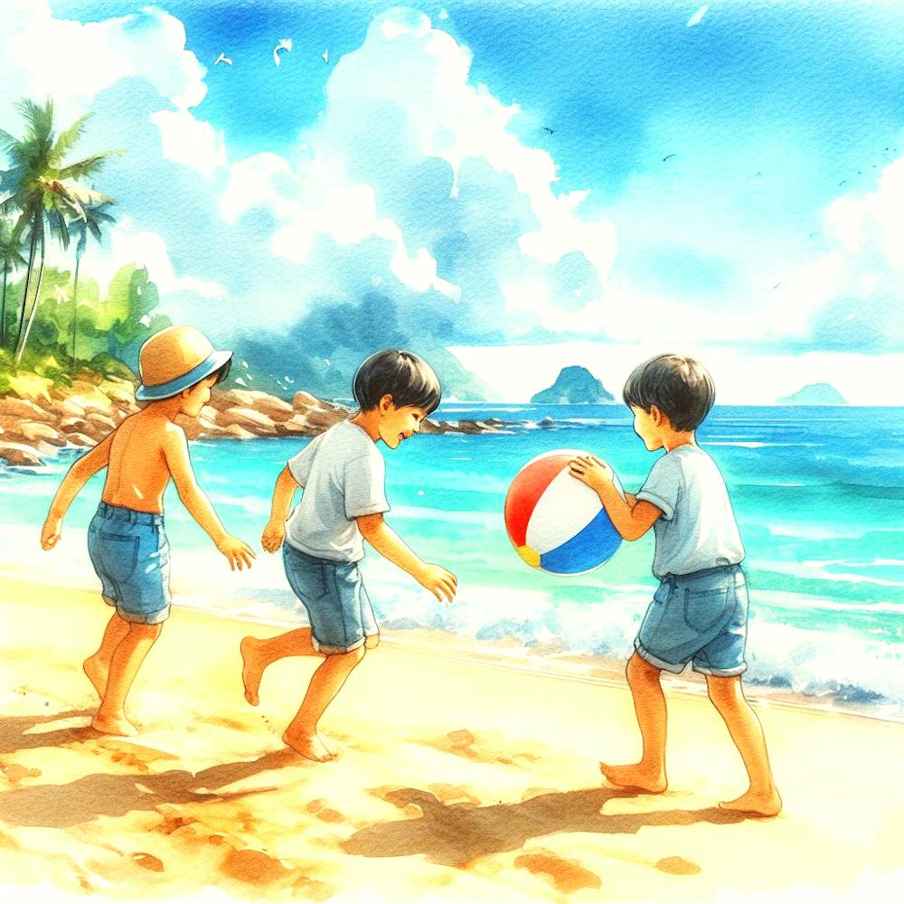 Children Playing On The Beach